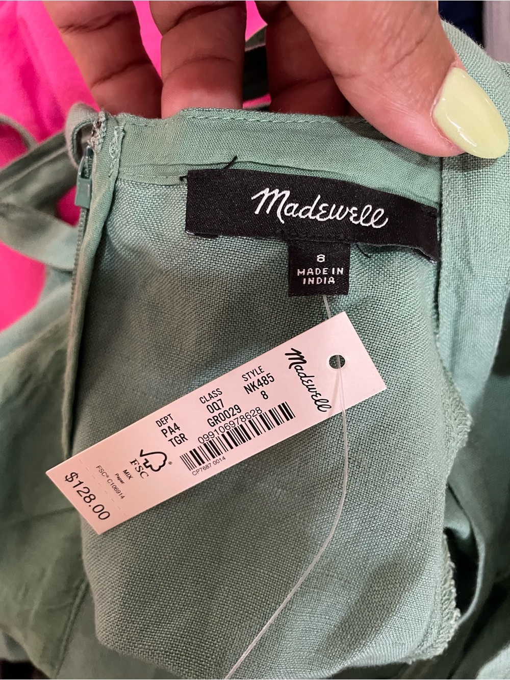 Madewell Linen Square-Neck Midi Dress in Sage - Picture 10 of 12